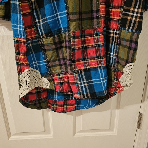Soft Surroundings Highland Plains Plaid Red Flannel Patchwork Dress Size TM - Picture 2 of 8